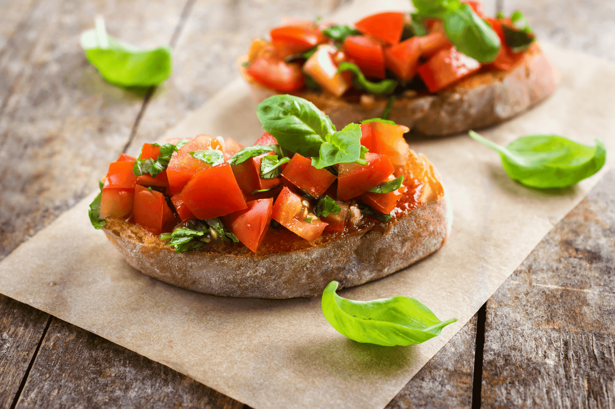 Bruschettas tomato and basil